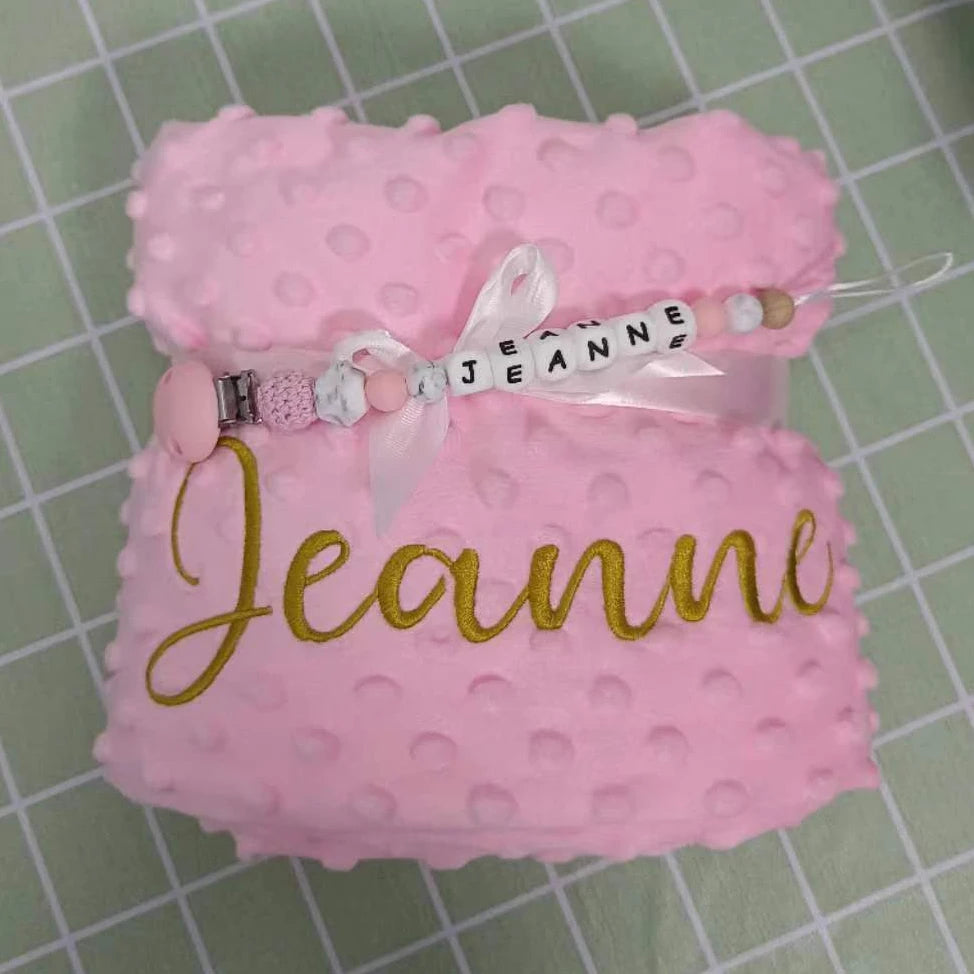 Personalized Bubble Minky Fleece Baby Blanket with Name DIY Custom Toddler Crib Stroller Blanket For Newborn Baby Birthday Gift