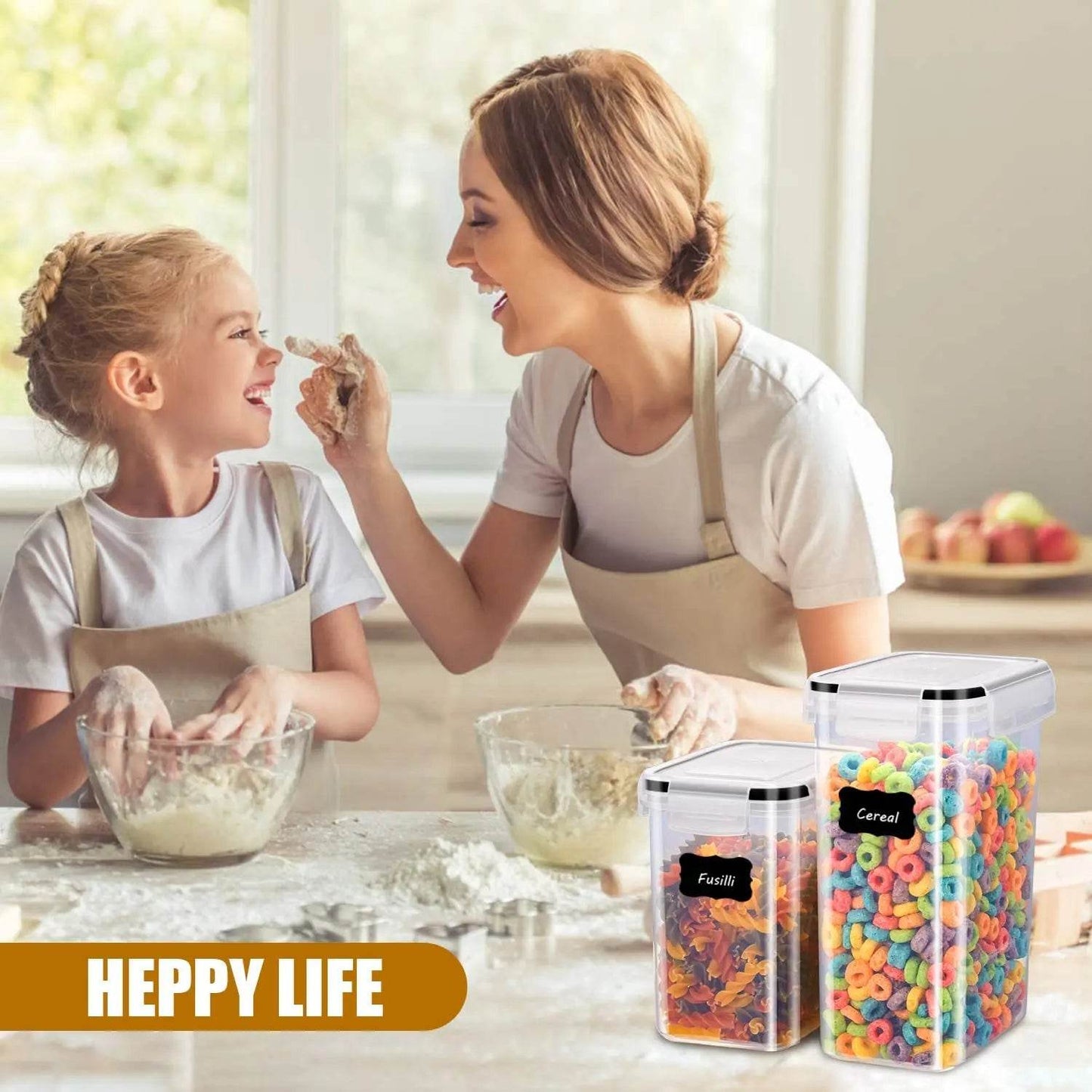 Kitchen 7pcs Food Containers Set BPA Free Plastic Airtight Storage Box With 10stickers and Pen - AIAZ