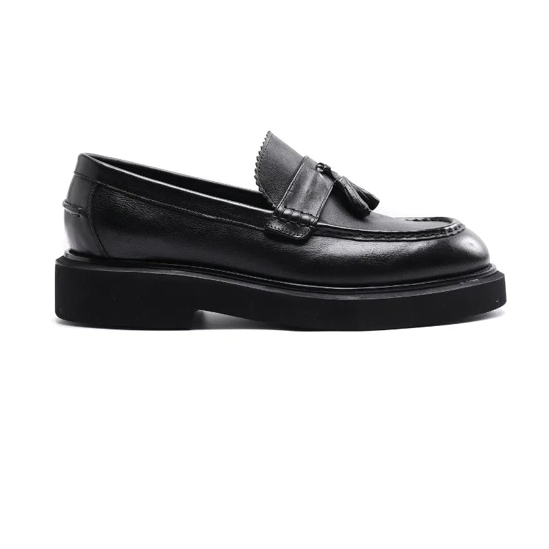 Mens Genuine Leather Loafers Slip On British Style Thick Sole Oxford Shoes Summer Casual Business Shoes