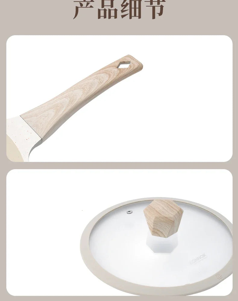 DONNOR Non Stick Uncoated Deep Frying Pan Fish Pot Milk Pot Cookware Sets Stove Universal Soup Pot Removable Kitchen Cookware