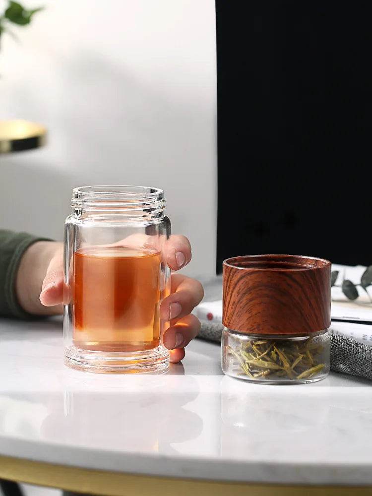 High Quality Double Glass Water Bottle With Case Tea Drink Bottle Infuser Tumbler Drinkware Waterbottle Eco-Friendly - AIAZ