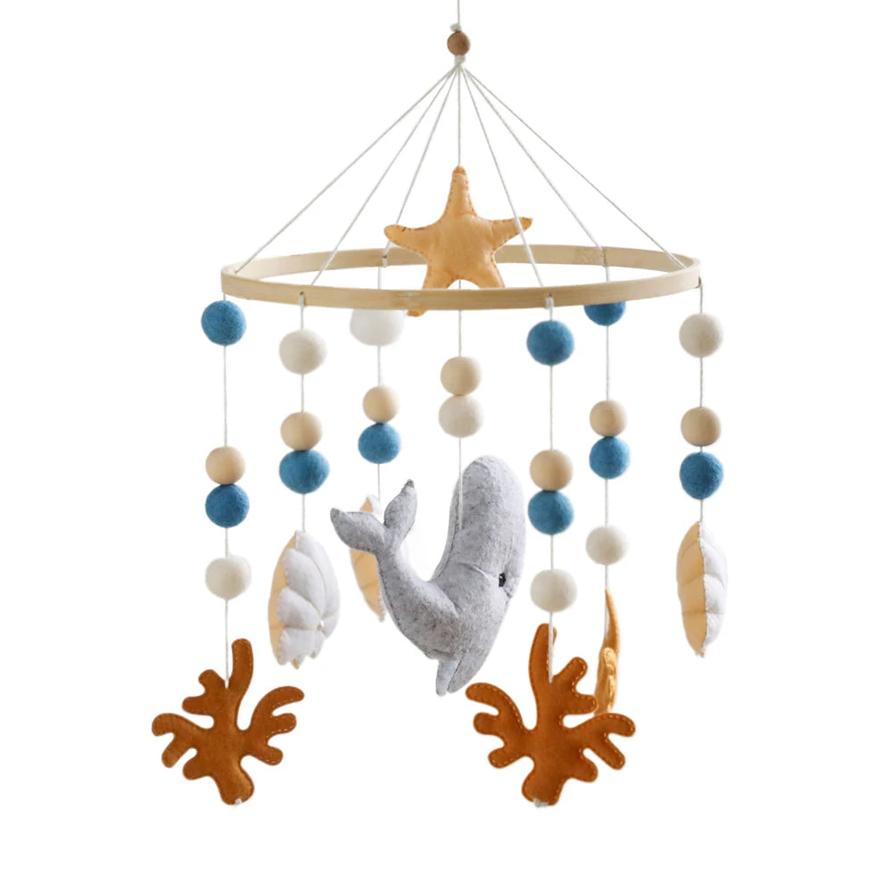 Baby Mobile Crib Bed Bell Musical Rattles Toys Soft Felt Cartoon Animal for Infants Nursery Mobiles Forest Animals Crib Toys