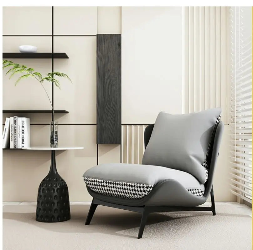 Italian Luxury Light Sofa Chair: Trendy Lazy Lounger, Ideal for Small Living Rooms & Balconies