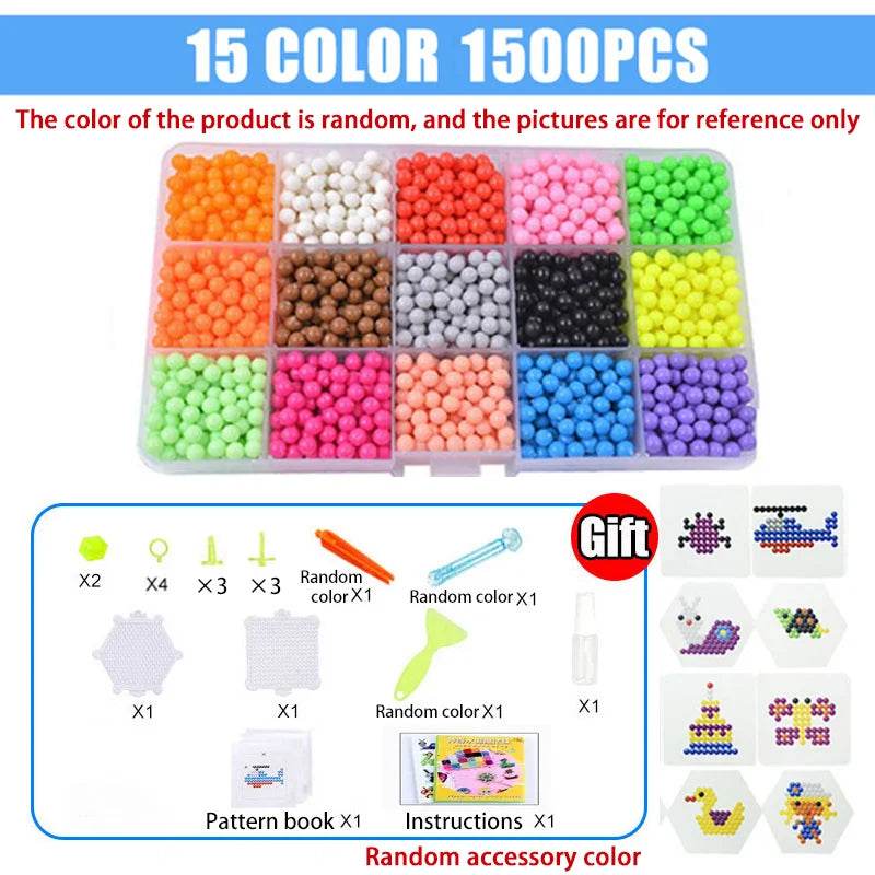 Handmade Magic Water Fuse Beads Creative Beads DIY Art Crafts Toys Magic Water Sticky Beads Sensory Toys Set with Accessories - AIAZ