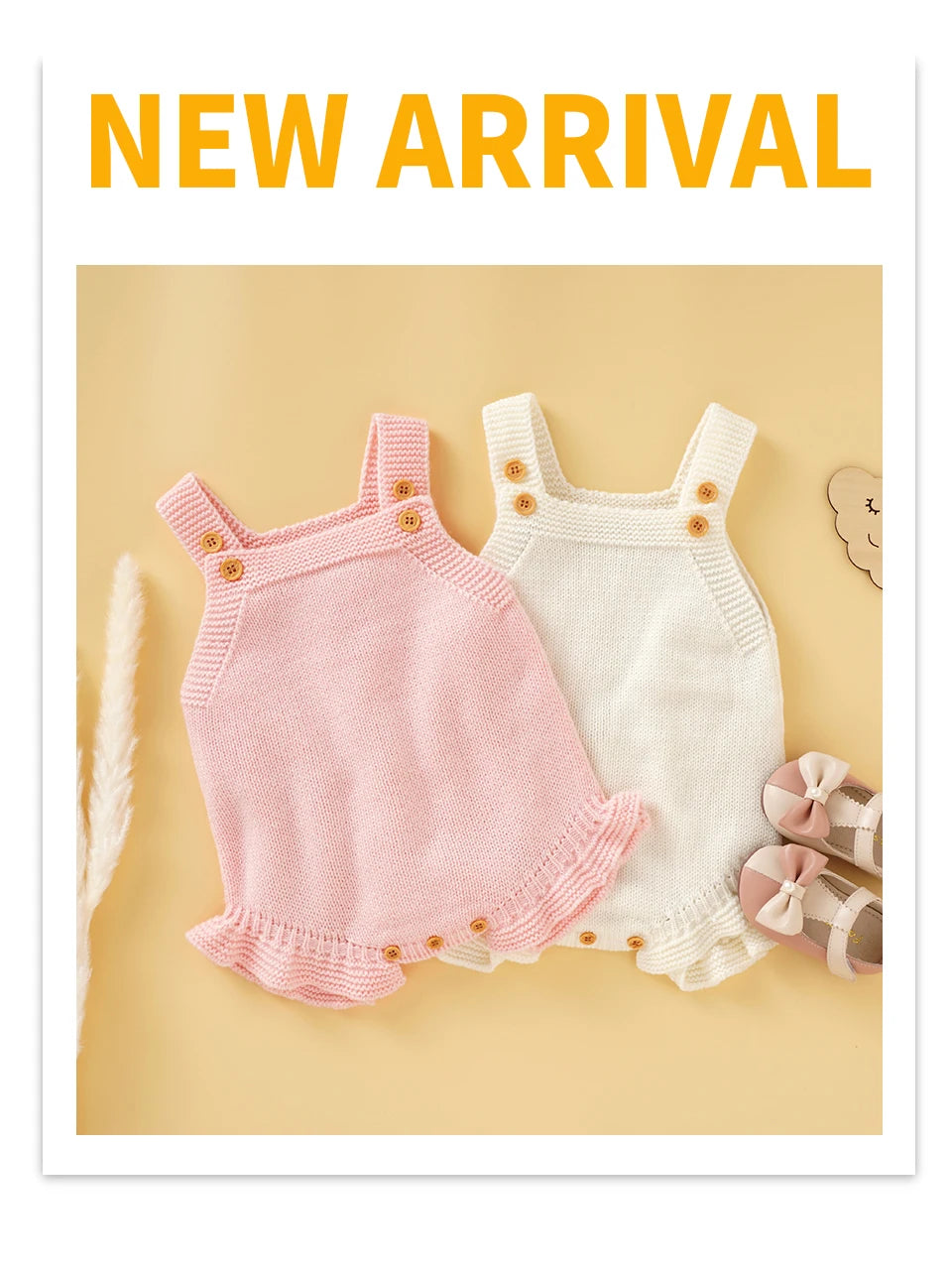 Knitted Acrylic Spaghetti Straps Sleeveless Baby Girls Summer Rompers Portable Infant Jumpsuit Toddler Bodysuit For 0-18 Months
