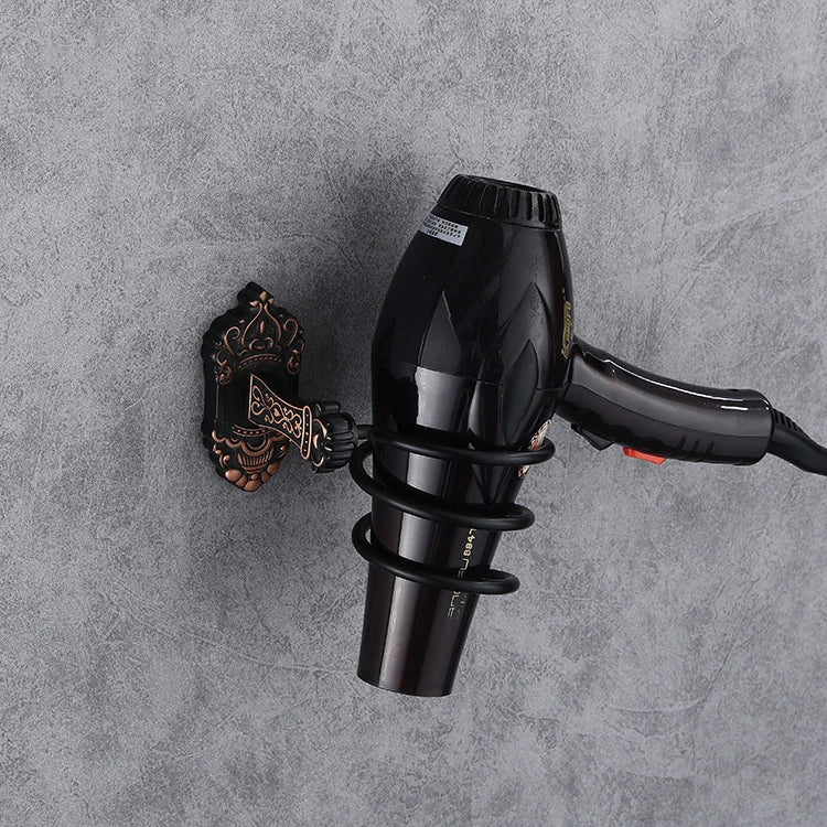 Hair Dryer Holder Aluminum Antique Bathroom Shelf Storage Nail Free Wall Shelf Mounted Organizer Spiral Stand Toothbrush Holder