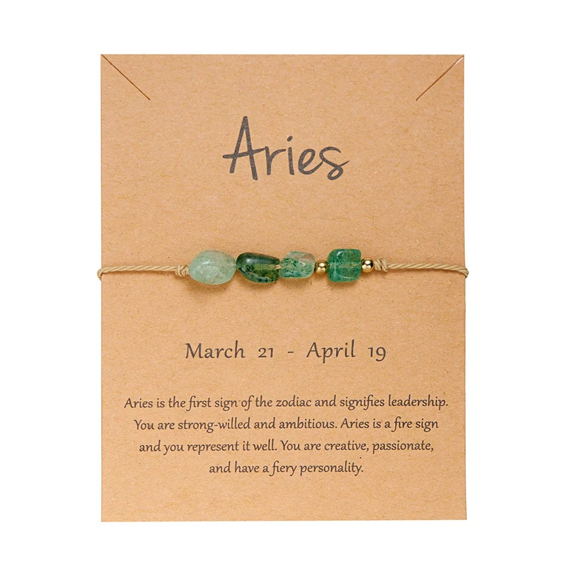 12 Zodiac Signs Woven Card Paper Bracelet for Women Men Minimalist Natural Stone Handmade  Braided Bracelet Friendship Jewelry