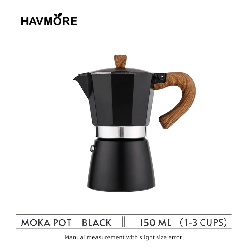 150ml/300ml Vintage Wooden Handle Espresso Maker Moka Pot Classic Italian KitchenTools Cafe Accessories