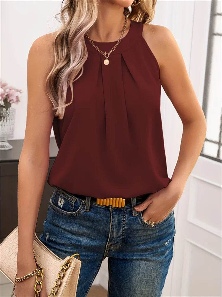 Going Out Summer Tank Tops Women 2024 Elegant Women Thin Tops Basic Casual Tank Top O-neck Tees Sleeveless Black Tops For Women - AIAZ