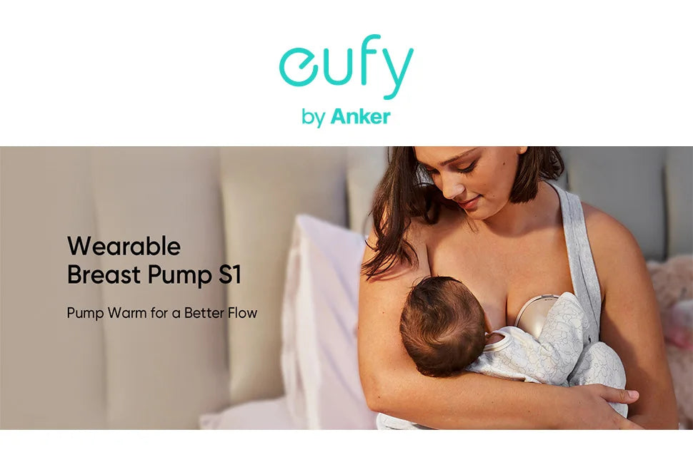 eufy Heated Wearable Breast Pump S1 Hands-Free Breast Pump Industry-Leading HeatFlow™ Tech App-Controlled for in-Bra Use
