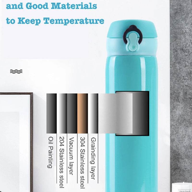 500ML Children's Thermos Bottle Vacuum Water Bottles 304 Stainless Steel Drinking Cartoon Cup School Water Bottle For Girls Kids - AIAZ