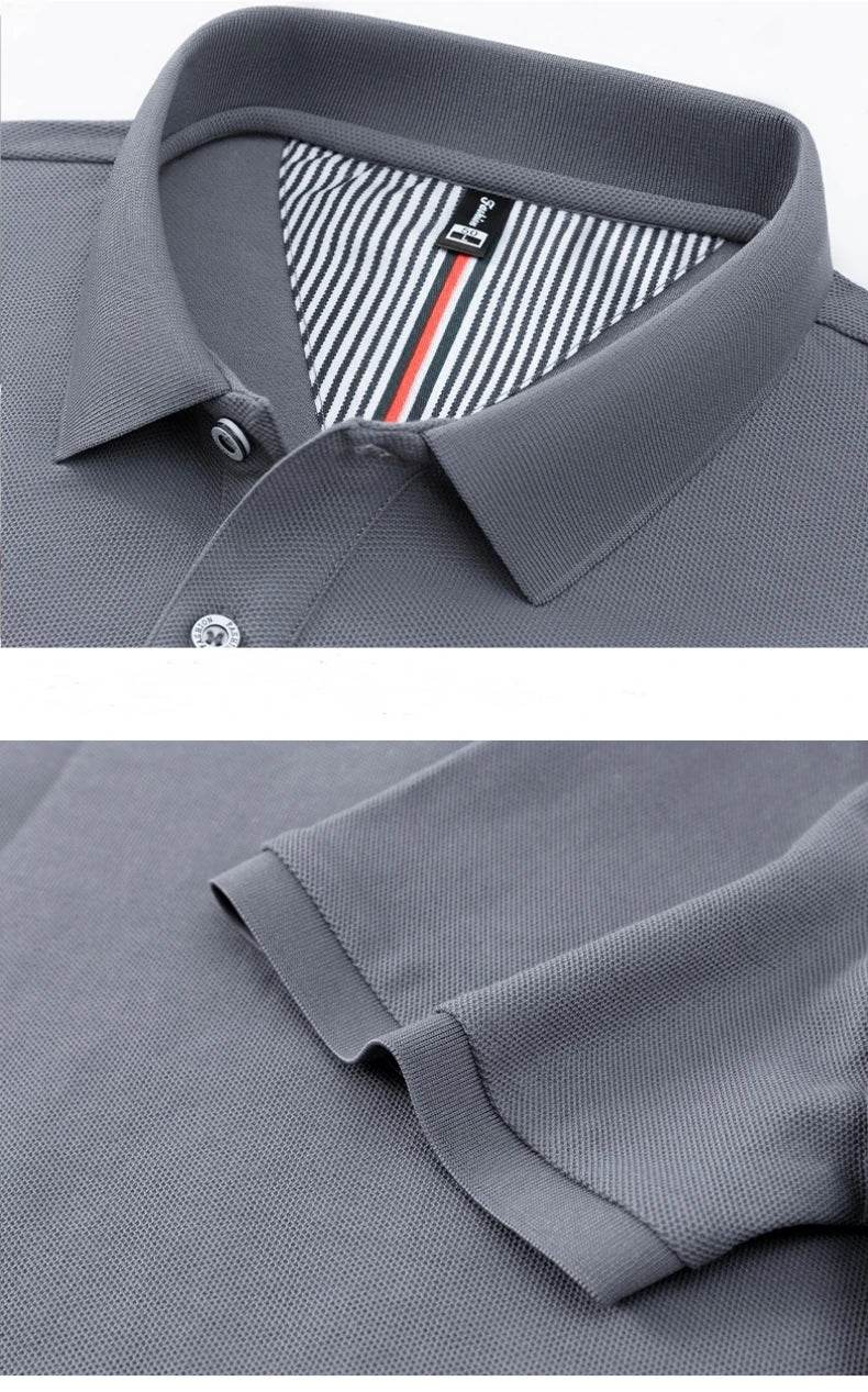 100% pure cotton summer new fashionable men's shortsleeved luxury customized business polo shirt exquisite embroidery Tshirt top - AIAZ