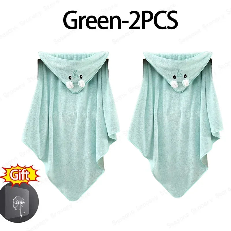Hooded Coral Velvet Baby Bath Towel Cartoon Baby Elephant Wrap Blanket Super Absorbent Warm Bathrobe Newborn Baby Bath Towel