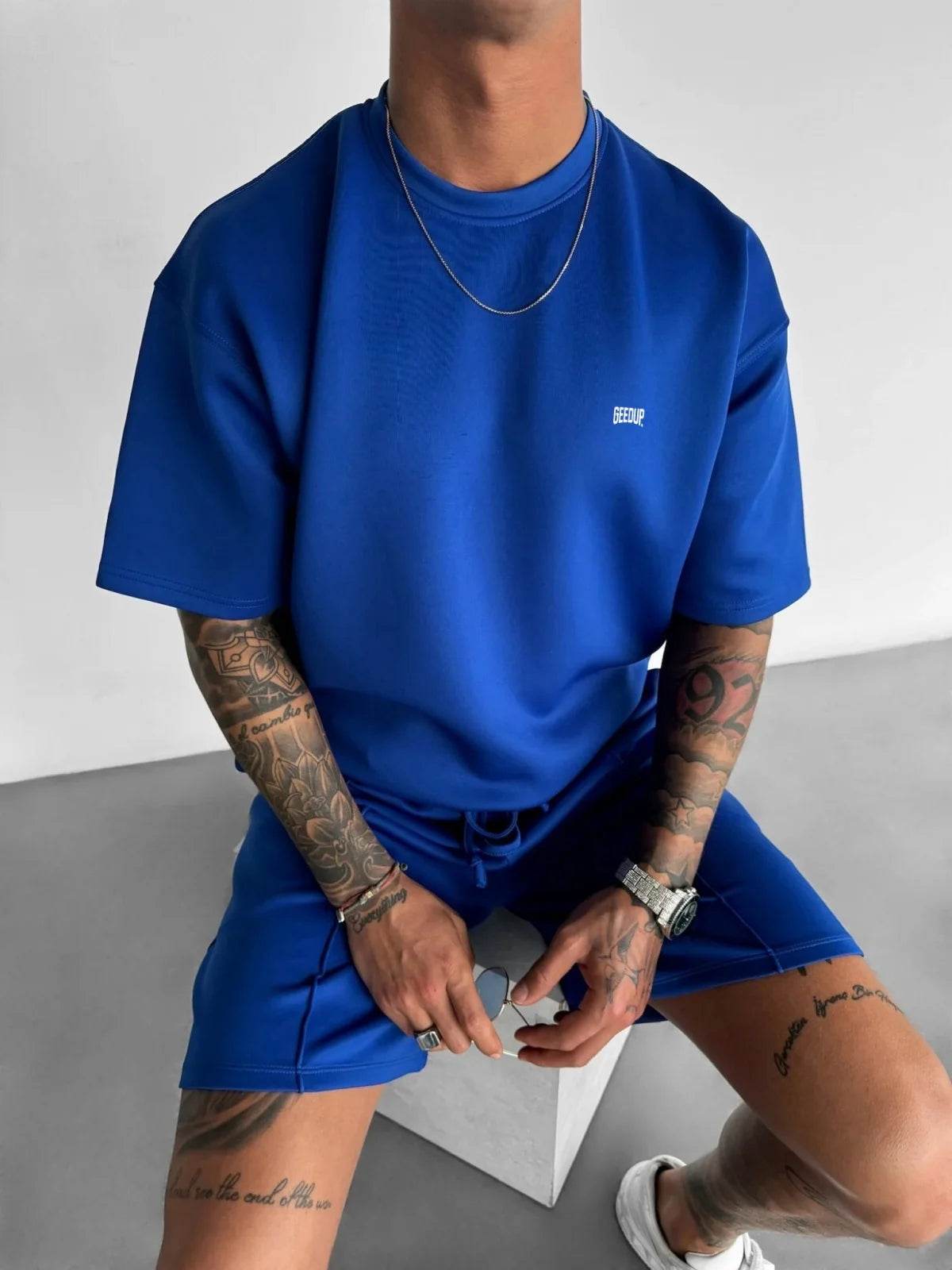 Men 2025 summer fashion sports design sense simple casual solid color quick drying short-sleeved T-shirt trend clothes - AIAZ