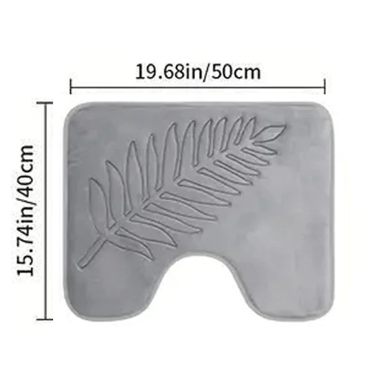 3 Piece Bathroom Mat Memory Foam Ultra Soft and Absorbent Leaf Bath Rugs Thick Washable For Bathroom Toilet Tub Mat Set