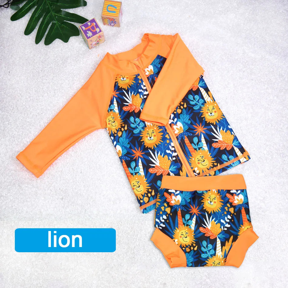 Eezkoala Infant Swimsuit UV 50 Resistant  and Long Sleeve Zipper Baby Swimwear Rash Vest for Toddler  Swimming Suit for  Kids