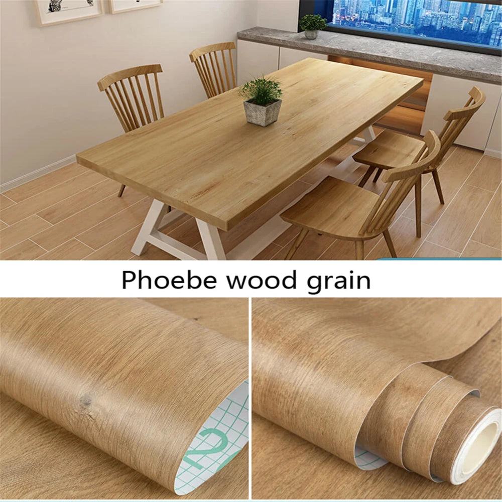 50cm Wide Wood Grain Home Decor Furniture Waterproof Vinyl Wall Sticker Self Adhesive PVC Wallpaper Kitchen Cabinet Door Sticker