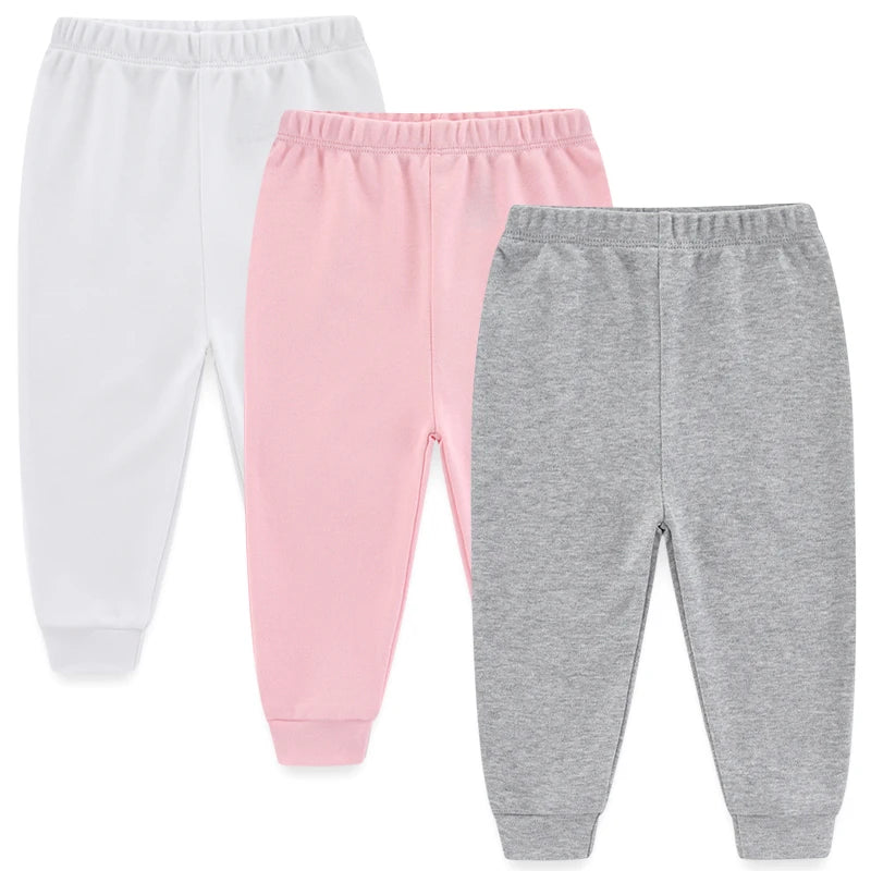 3PCS Solid Color Cotton Baby Boy Pants 0-24M Newborn Baby Girl Trousers Soft Baby Underwear