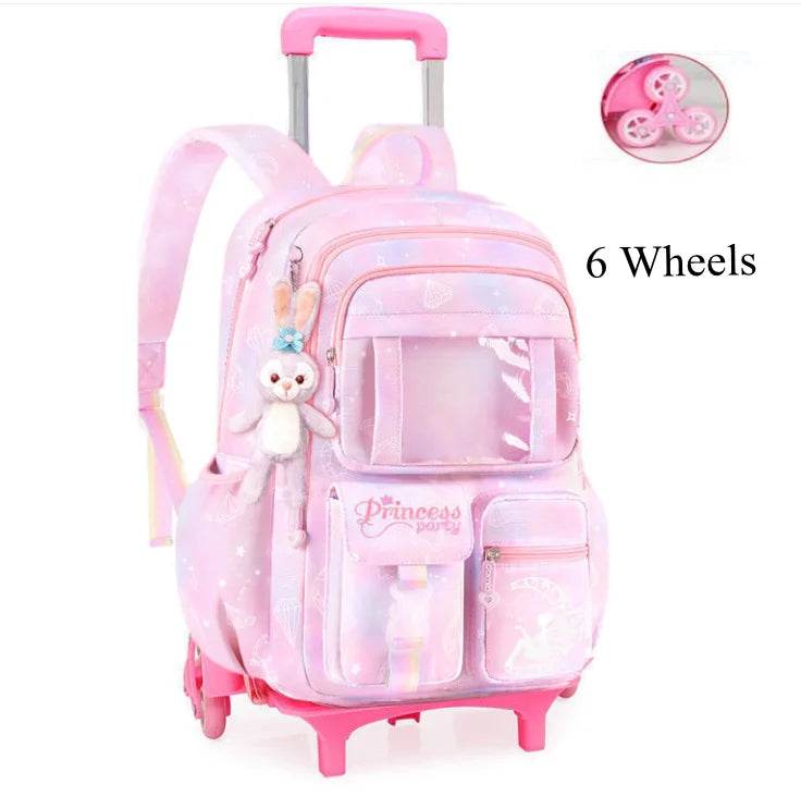 School Rolling backpack Bags school wheeled backpack for girls kids School trolley bag for girls school bag wheels for girls - AIAZ