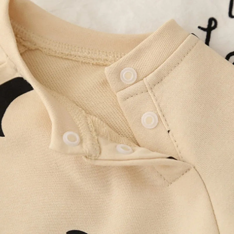 Newborn Spring and Winter Fashion Moon Sun Print Suit Cotton Comfortable and Soft 0-12 Boys and Girls Long Sleeved Baby Bodysuit