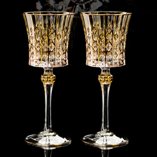Hand-painted French imported gold cda crystal red wine glasses set home whisky strong wine glasses 2 Pack.