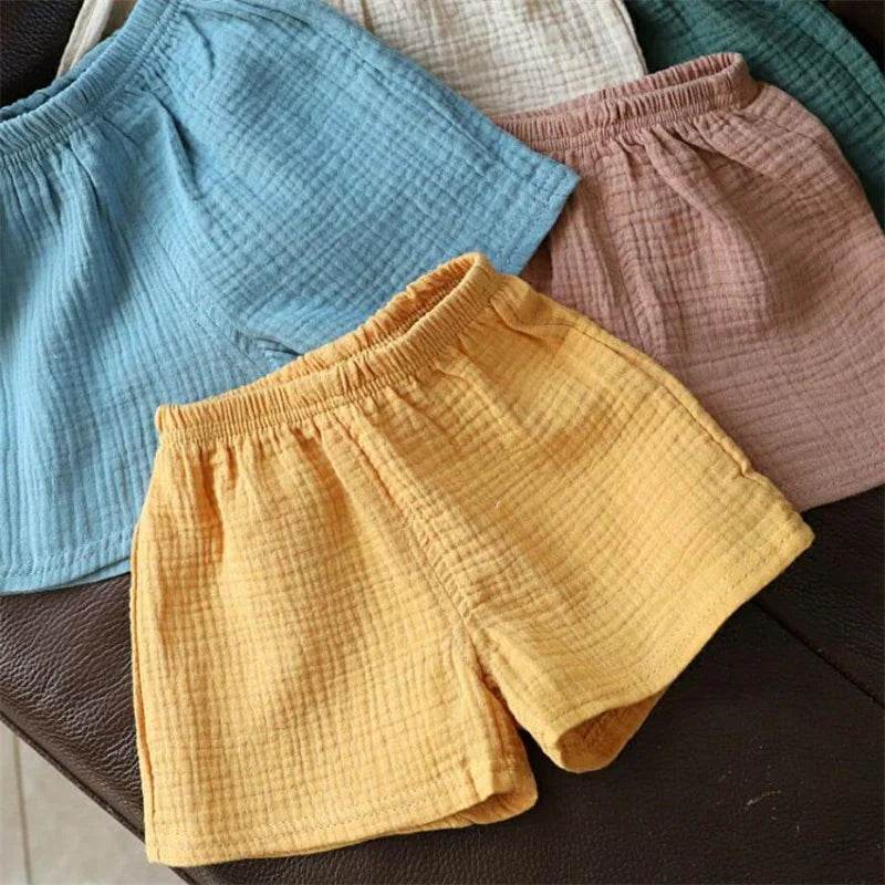 Baby Cotton Linen Shorts Summer New Children's Solid color Short Pant Boys Girls Thin Short Pants Girls Boy Clothing - AIAZ