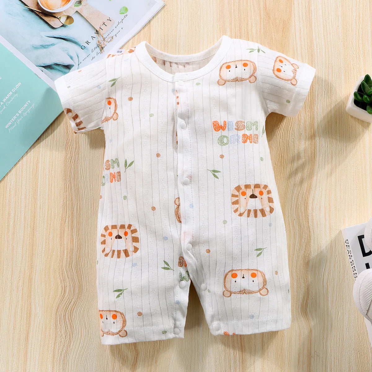 2025 New Baby Onesies Climbing Clothes Pure Cotton Summer Newborn Boys Girls Rompers Short-Sleeved Thin Harness Infant Clothes
