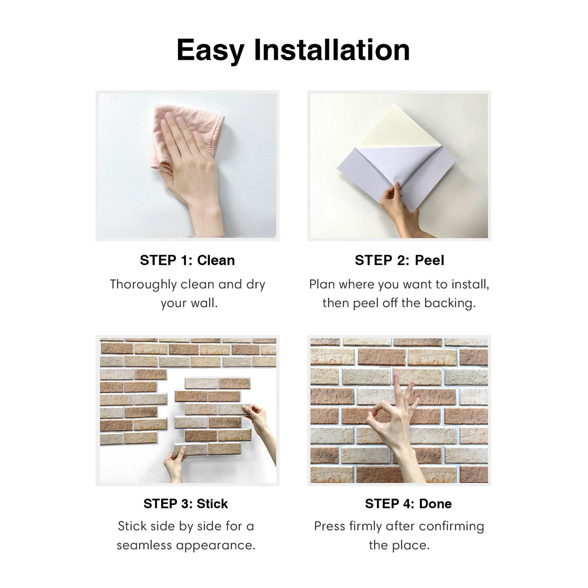 1/10pcs 3D Wall Sticker Self-adhesive Faux Brick Wall Panel Peel and Stick Tile Backsplash for Kitchen Bathroom Tile Sticker