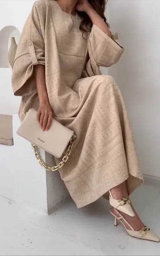 2024 Summer Fashion New Muslim Women Loose Ethnic Style Plus Size Dress Printed Square Neck Elegant Casual Party Women's Wear - AIAZ