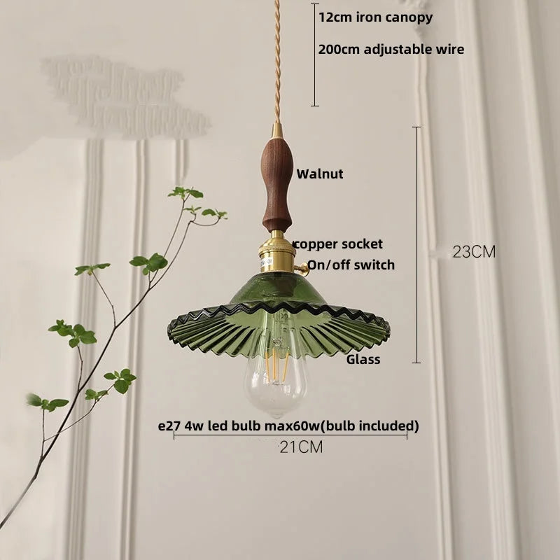 IWHD Nordic Modern LED Pendant Lights Coffee Living Room Balcony Green Glass Copper Knob Switch Hanging Light Fixture Luminaira