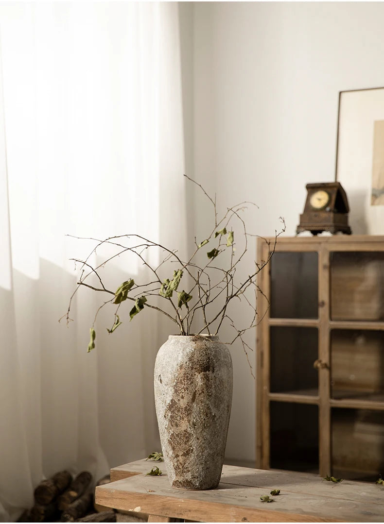 Jingdezhen mottled retro new Chinese pot wabi-sabi wind decorative ornaments entryway TV cabinet vase