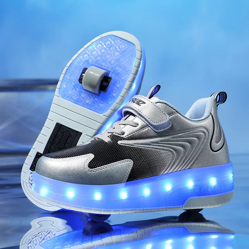 Kids Sneakers USB Recharge Light Up Skates Shoes Boys Girls Casual Skateboarding Shoe Roller Skate Outdoor Sports Shoes With LED
