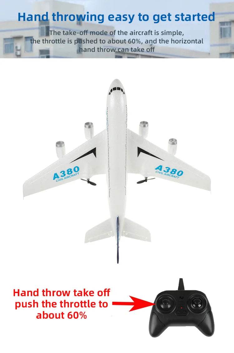 3Ch 2Ch A380 Rc Plane Glider Airplanes Remote Control Foam Aircraft Fixed Wing Aircraft 6 Gyroscope Model Airplane Toys Hobbies - AIAZ