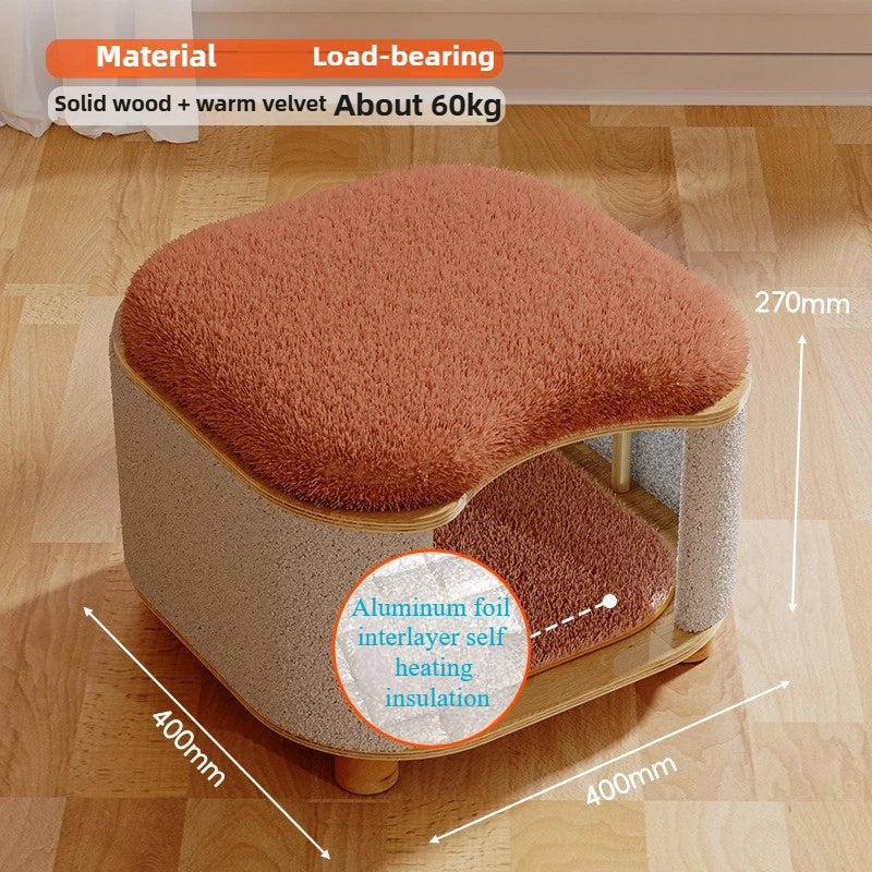 Wooden Winter Cat House Breathable Pet Nest 27cm Height Semi-closed Moisture-proof Soft Cat Beds Comfortable Cage Cat Supplies