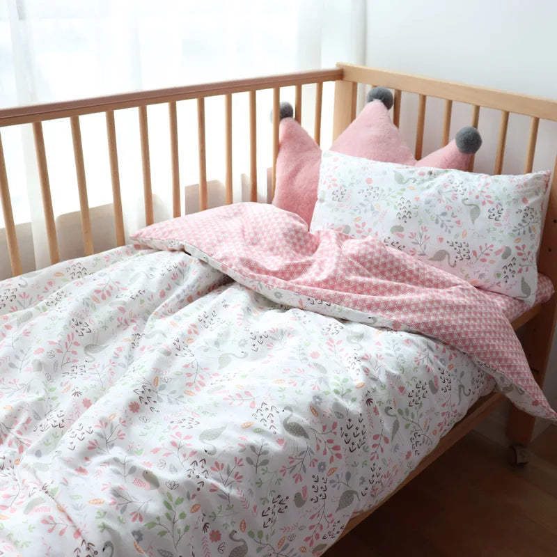 Baby Bedding Set Soft Cotton Baby Cot Kit Crib Bedding Set Quilt Duvet Cover Pillow Pilowcase Sheet Bumpers Baby Room Decoration