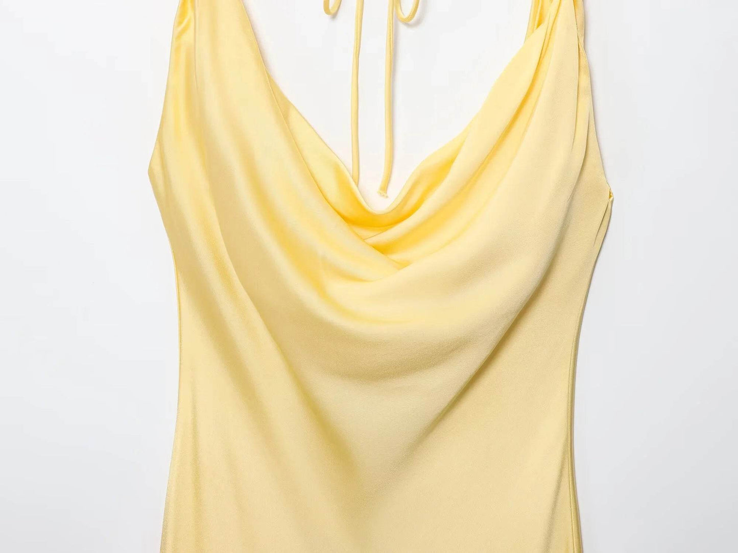 2025 Woman Fashion Solid Sexy Hanging Neck Backless Ruffled Dress Casual Slim Sleeveless Midi Long Dresses Vestidos Mujer - AIAZ