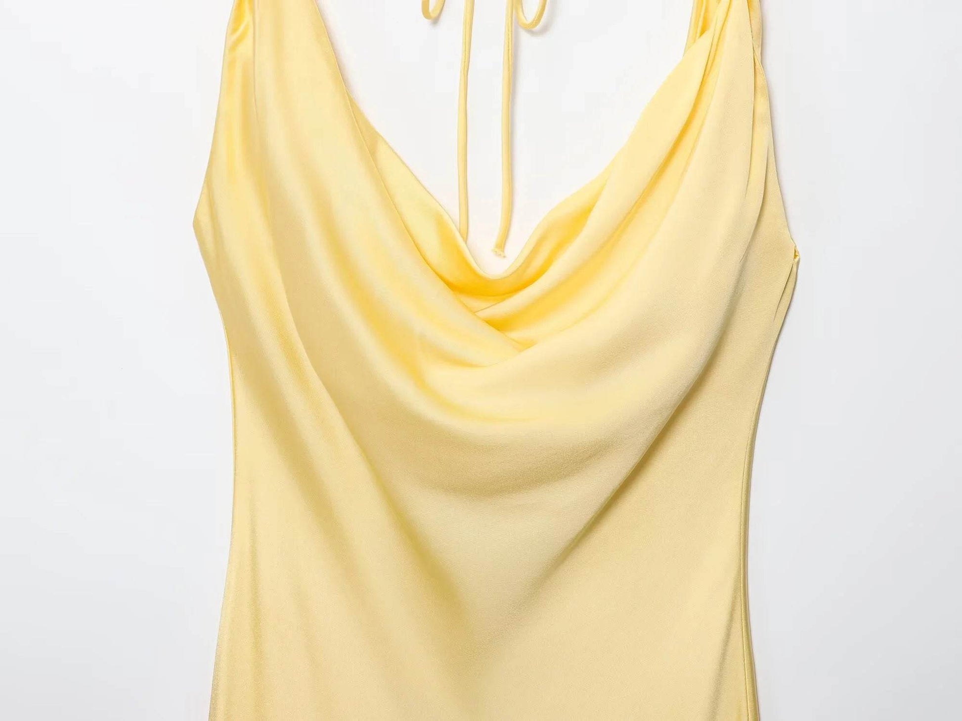 2025 Woman Fashion Solid Sexy Hanging Neck Backless Ruffled Dress Casual Slim Sleeveless Midi Long Dresses Vestidos Mujer - AIAZ