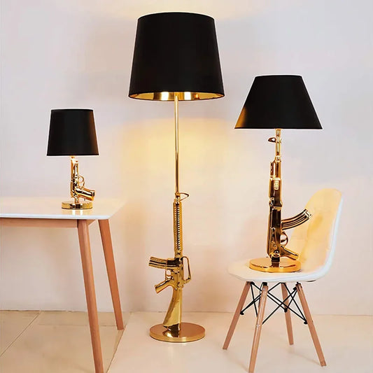 High Quality Gun Floor Lamp Electroplated Metal Table Desk Light for Bedroom Living Room