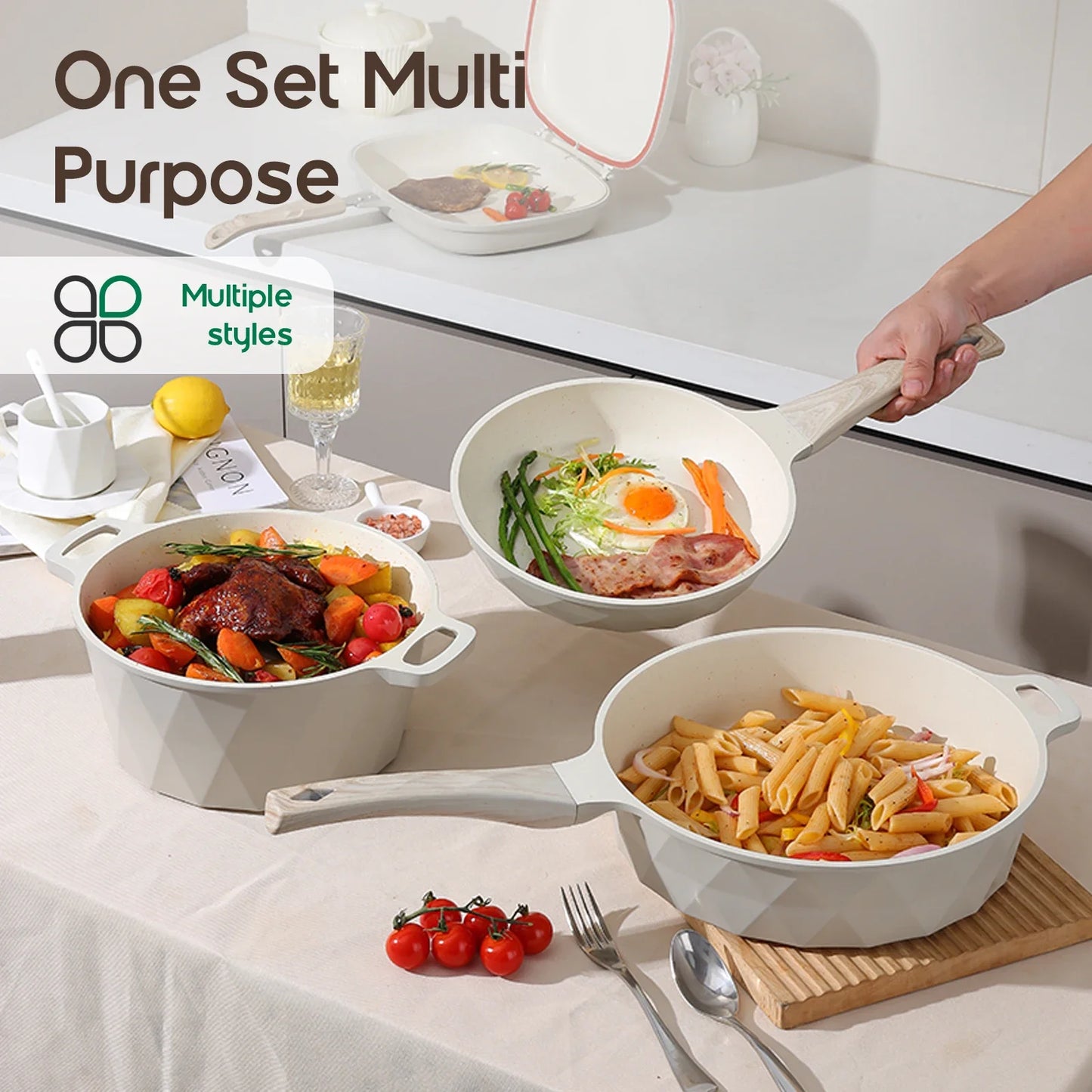 DONNOR Non Stick Uncoated Deep Frying Pan Fish Pot Milk Pot Cookware Sets Stove Universal Soup Pot Removable Kitchen Cookware