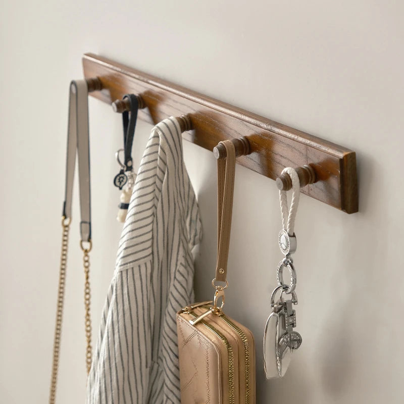 Entrance Wall Hangers Key Holder Solid Wood Storage Rack Door Wall  Wall Hooks Key Hanger Plants Pot Storage Shelf Home Decor