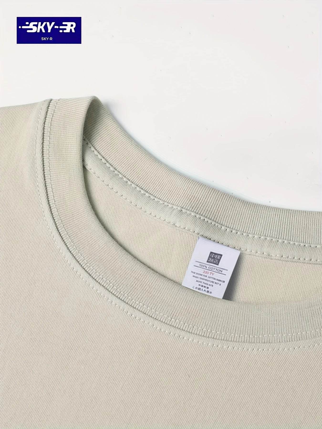 Summer Men's 100% Cotton Casual Sports Loose Large Size Letter Pattern Printed Comfortable Round Neck Short Sleeve T-shirt Top - AIAZ