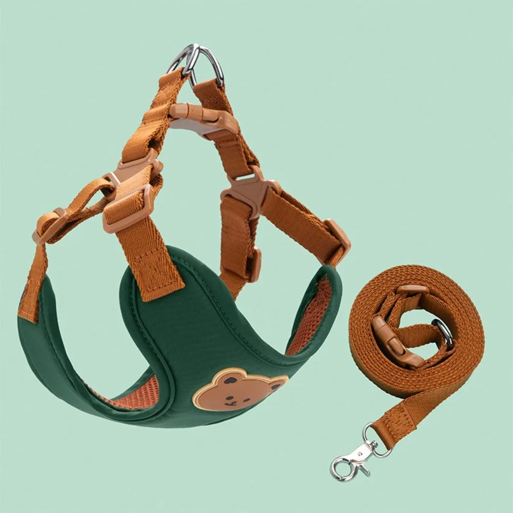 Creative Cute Pet Harness Leash Anti-Escape Adjustable Dog Collar Harness No Pull Cat Chest Strap Vest Outdoor Walking Travel