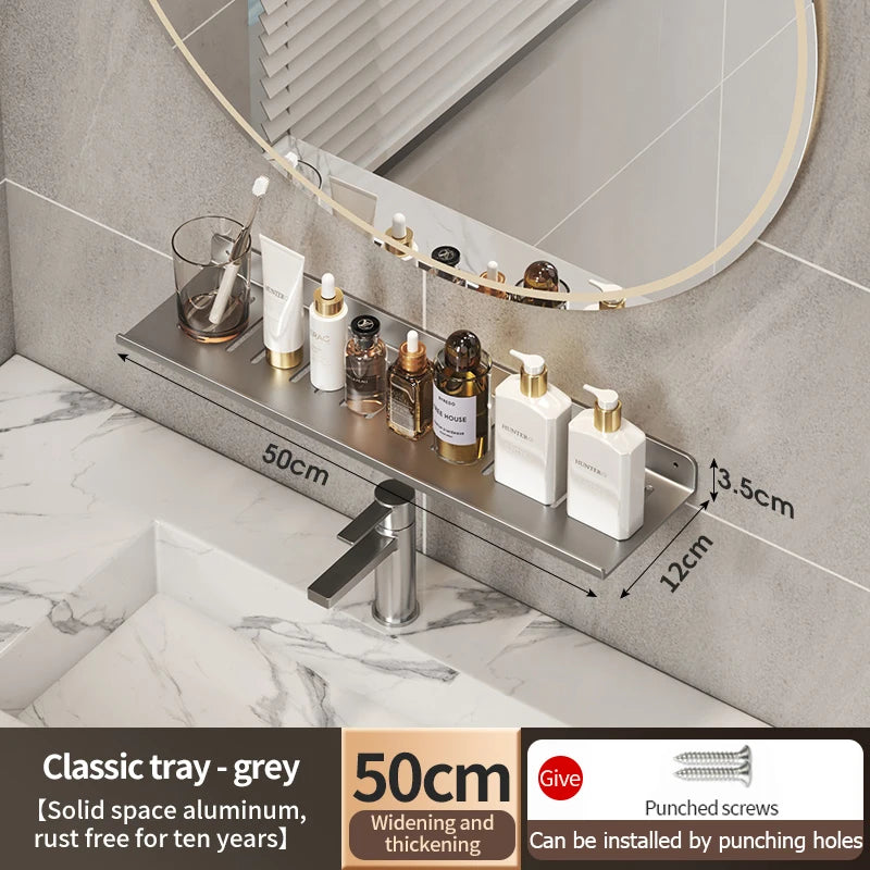 Faucet storage tray, bathroom storage rack, mirror front toilet, washbasin, washbasin, non perforated bathroom rack