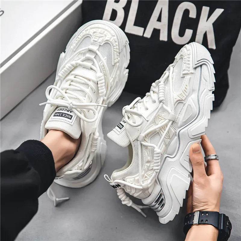 Platform Men Shoes Fashion Clunky Sneakers Men Casual Shoes Breathable Sports Dad Shoes Male Fitness Footwear 2023 - AIAZ