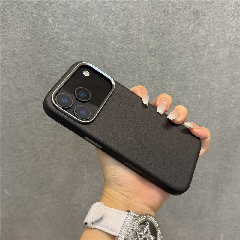 Luxury Solid Color PU Leather Magsafe Case For iPhone 17 Air 17Pro 17Pro Max Active Touch Camera Button Lens Protection Cover