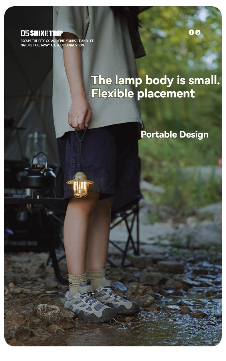 Shine Trip Outdoor Retro Smalldroplight, Campsite Lamp, Atmosphere Lamp, USB Charging Tent Light, LED Camping Hangling Lamp