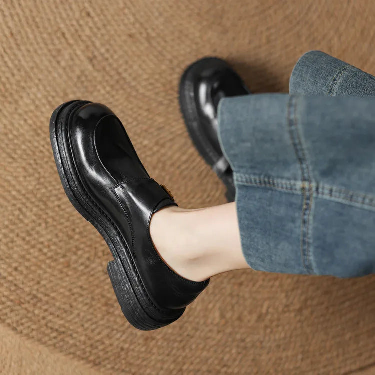Dress Shoes Women Loafers Cow Leather Sheepskin Rubber Formal Business Suit Ladies 2025 Spring Autumn Handmade