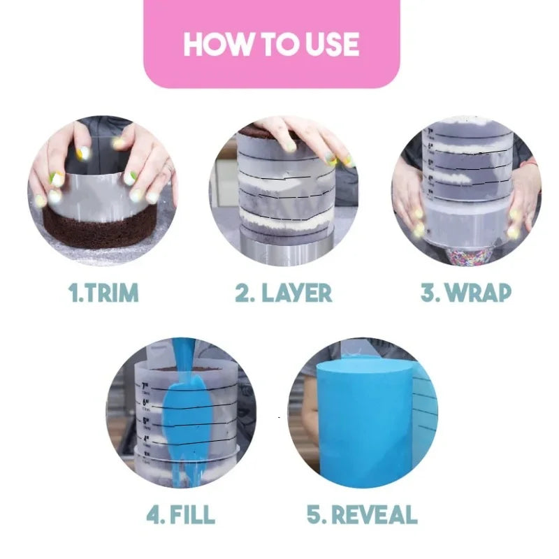 Adjustable Round Cake Ring Mold Retractable Fondant Mousse Cake Ring Acrylic Circle Baking Ring Cake Tools Round Cake Form Kit