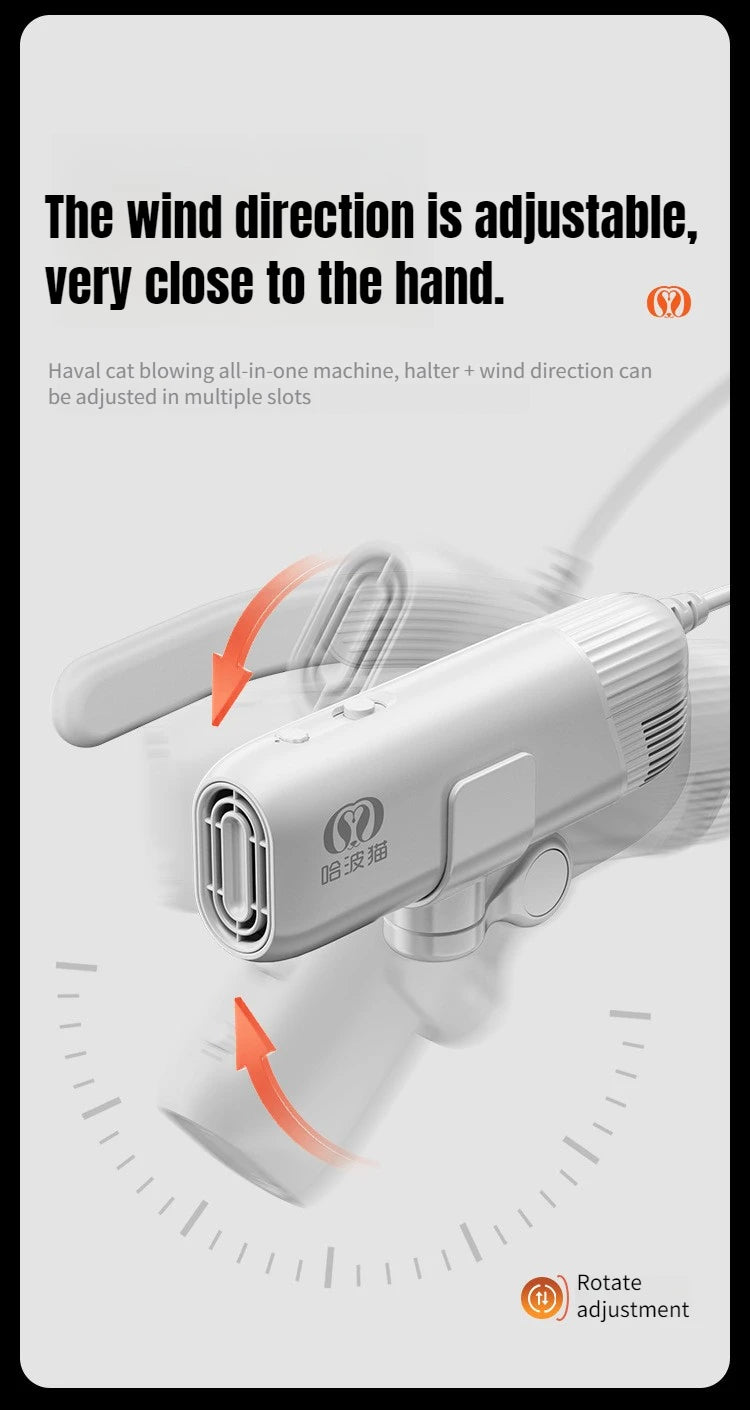 1400W EU Specific Pet Dryer Negative Ion 2-in-1 Hanging Neck/Handheld Hair Drying Blowing for Dog/Cat Bathing Drying&Shaping