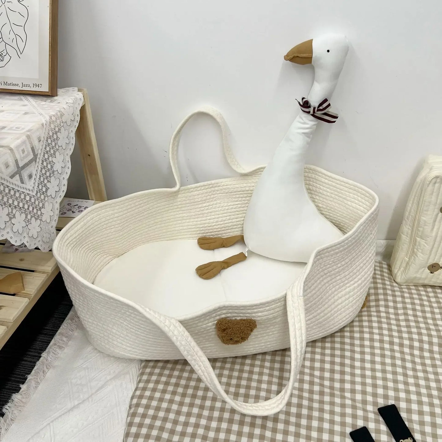 Ins Newborn Hand Basket Cotton Rope Woven Crib Baby Cradle Portable Outdoor Sleeping Infant Accessories Photography Props Gifts